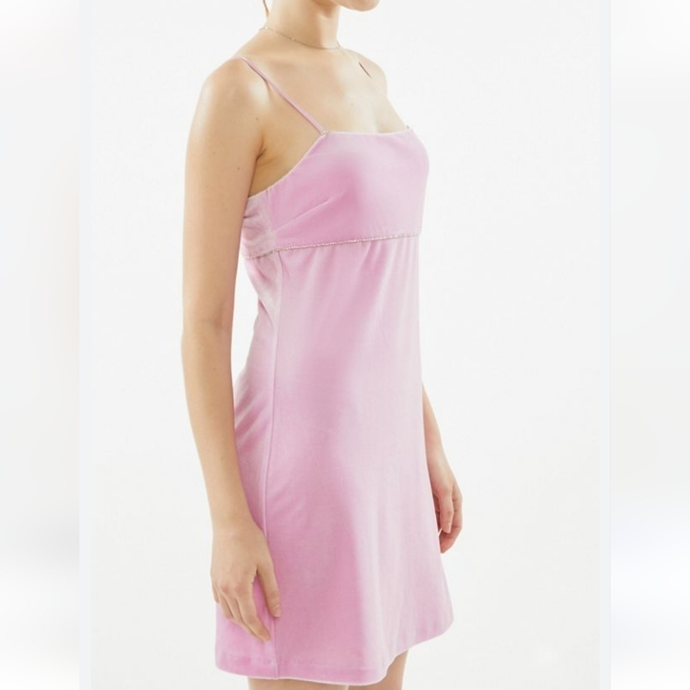 NWT Urban Outfitters Sunny Velvet Empire Waist Mini Dress Pink Size Large